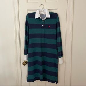 Brooks Brothers Rugby Stripe Dress, Medium, Dark Green & Navy Blue